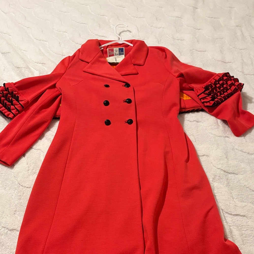 Super Vintage Lilli Ann Coral Orange 1960’s Ruffle Jacket